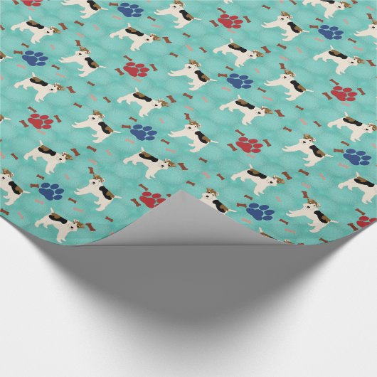 Cartoon Wire Fox Terrier Cadeaupapier (Hoek)