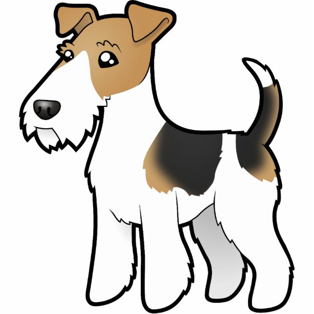Cartoon Wire Fox Terrier Fotobeeldje Magneet (Voorkant)