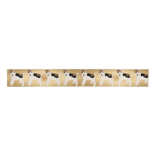 Cartoon Wire Fox Terrier Grosgrain Lint (Voorkant)