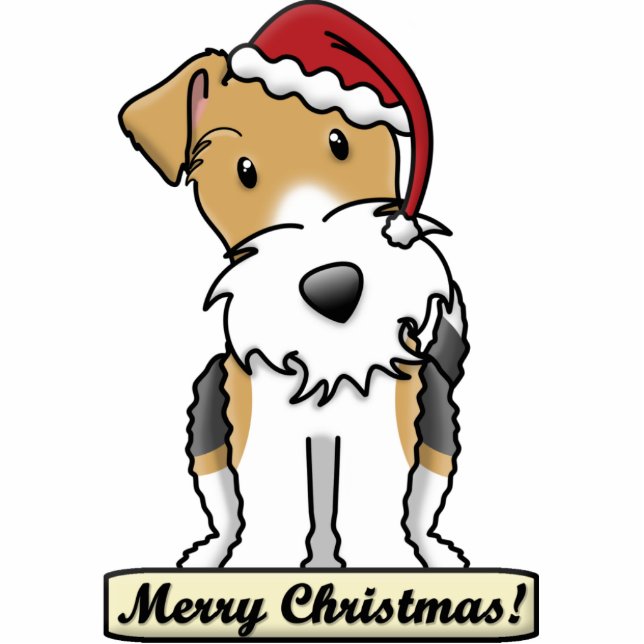 Cartoon Wire Fox Terrier kerstversiering Fotobeeldje Ornament (Voorkant)