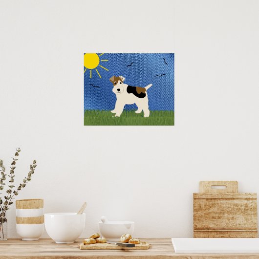 Cartoon Wire Fox Terrier Poster (Keuken)