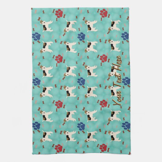 Cartoon Wire Fox Terrier Theedoek (Verticaal)