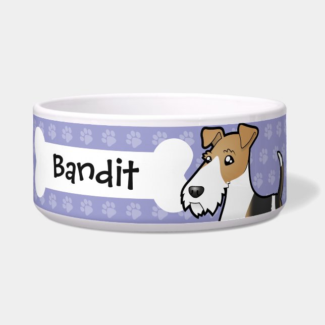 Cartoon Wire Fox Terrier Voerbakje (Voorkant)