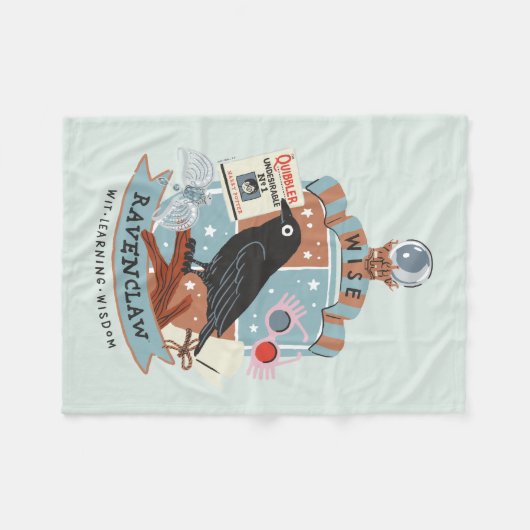 Cartoon Wise Ravenclaw Crest Fleece Deken (Voorkant (Horizontaal))