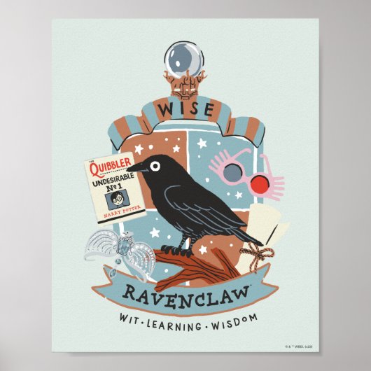 Cartoon Wise Ravenclaw Wapen Poster (Voorkant)