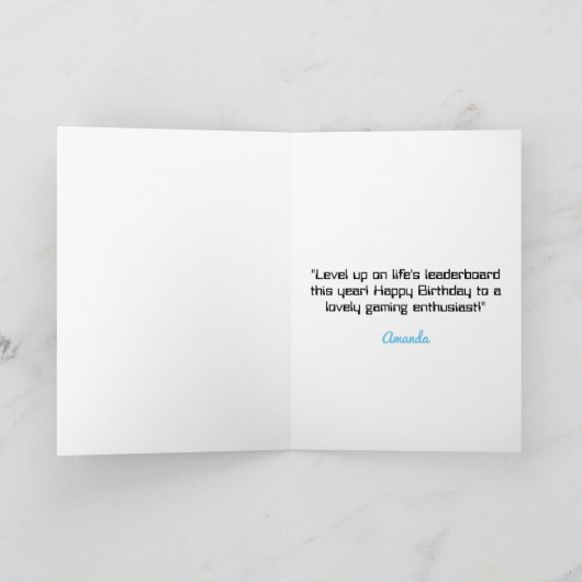 Cartoon Wit & Blauw Gaming Controller Verjaardag Kaart (Binnen)