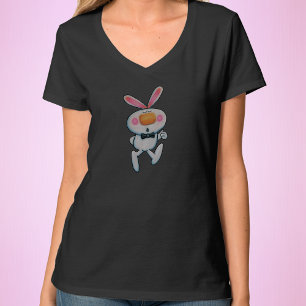 Cartoon wit konijn duimen omhoog rosy wangen boog  t-shirt