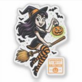 Cartoon Witch - Goedgekeurd door Halloween Sticker (Voorkant)