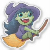 Cartoon Witch Sticker (Voorkant)