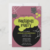 Cartoon Witch's Cauldron Halloween Verjaardagsfees Kaart (Voorkant)