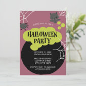 Cartoon Witch's Cauldron Kind Halloween Party Kaart (Staand voorkant)