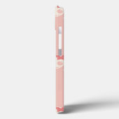 Cartoon Witte Schedels op Roze Embossed Text Effec Case-Mate iPhone Case (Achterkant / Links)
