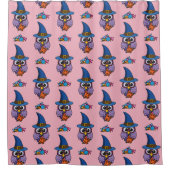 Cartoon Wizard Owl Patroon Douchegordijn (Voorkant)
