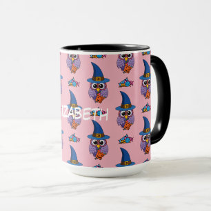 Cartoon Wizard Owl - Patroon   Jouw namen toevoege Mok