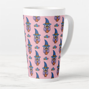 Cartoon Wizard Owl Patroon Latte Mok