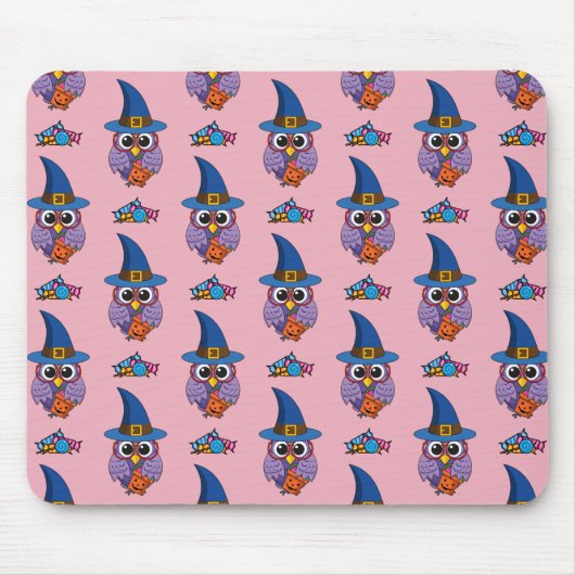 Cartoon Wizard Owl Patroon Muismat (Voorkant)