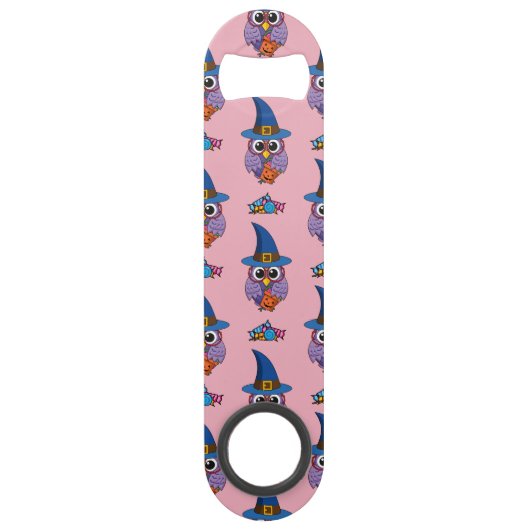 Cartoon Wizard Owl Patroon Speed Flessenopener (Voorkant)