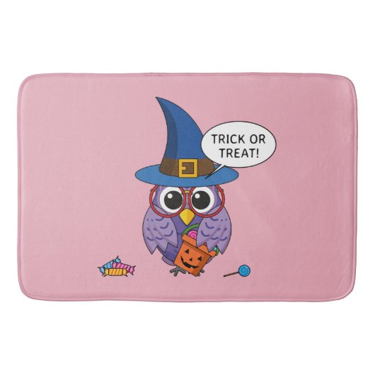 Cartoon Wizard Owl - Trick or treat Badmat (Voorkant)