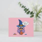 Cartoon Wizard Owl - Trick or treat Briefkaart (Staand voorkant)