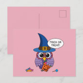 Cartoon Wizard Owl - Trick or treat Briefkaart (Voorkant / Achterkant)