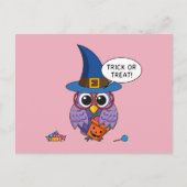 Cartoon Wizard Owl - Trick or treat Briefkaart (Voorkant)
