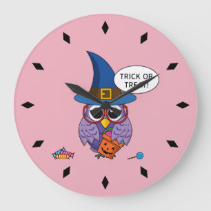 Cartoon Wizard Owl - Trick or treat Grote Klok