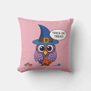 Cartoon Wizard Owl - Trick or treat Kussen