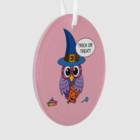 Cartoon Wizard Owl - Trick or treat Ornament (voorkant)