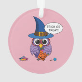 Cartoon Wizard Owl - Trick or treat Ornament (achterkant)