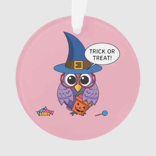 Cartoon Wizard Owl - Trick or treat Ornament (voorkant)