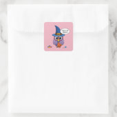 Cartoon Wizard Owl - Trick or treat Vierkante Sticker (Tas)