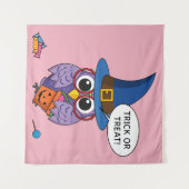 Cartoon Wizard Owl - Trick or treat Wandkleed (Voorkant (horizontaal))