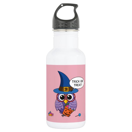 Cartoon Wizard Owl - Trick or treat Waterfles (Voorkant)