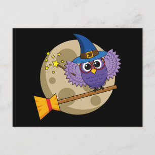 Cartoon Wizard Owl vliegen op kamer Briefkaart