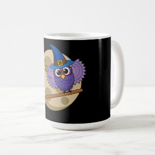 Cartoon Wizard Owl vliegen op kamer Koffiemok