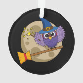 Cartoon Wizard Owl vliegen op kamer Ornament (achterkant)