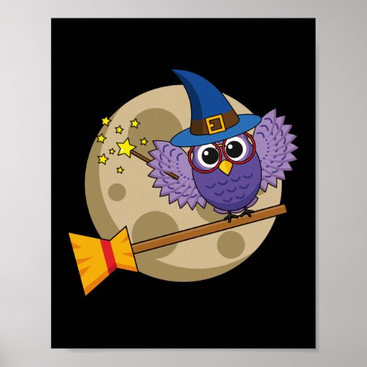 Cartoon Wizard Owl vliegen op kamer Poster (Voorkant)