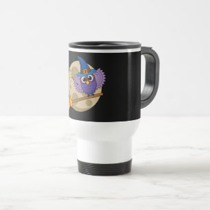 Cartoon Wizard Owl vliegen op kamer Reisbeker