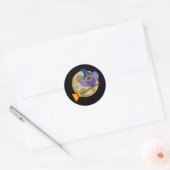 Cartoon Wizard Owl vliegen op kamer Ronde Sticker (Envelop)