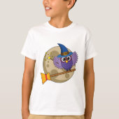 Cartoon Wizard Owl vliegen op kamer T-shirt (Voorkant)