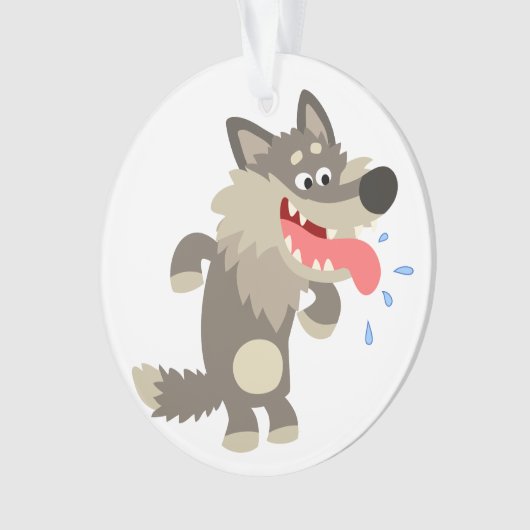 Cartoon Wolf Acrylisch Ornament (voorkant)