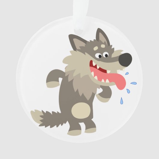 Cartoon Wolf Acrylisch Ornament (voorkant)