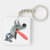 Cartoon Wolf AcrylSleutelhanger Sleutelhanger (Achterkant)
