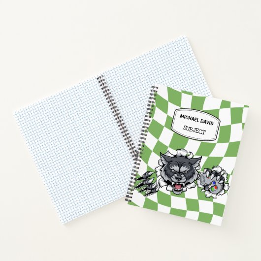 Cartoon Wolf Holding Video Games Controller Aangep Notitieboek (Binnen)