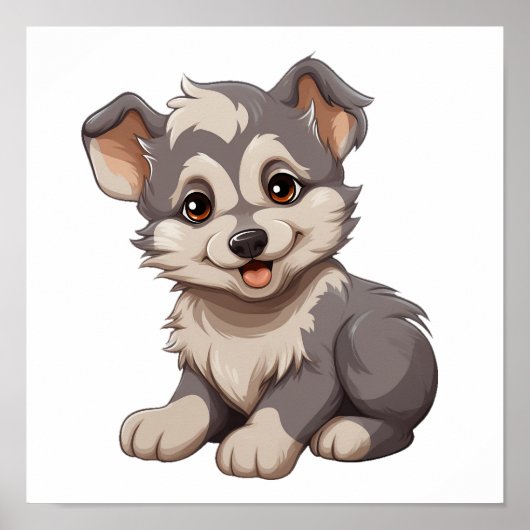 Cartoon wolf illustratie poster (Voorkant)