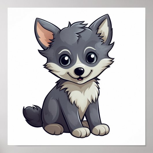 Cartoon wolf illustratie poster (Voorkant)