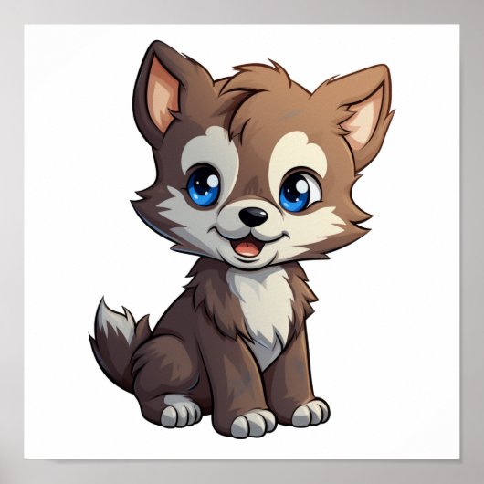 Cartoon wolf illustratie poster (Voorkant)