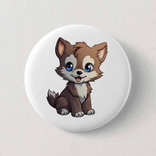 Cartoon wolf illustratie ronde button 5,7 cm (Voorkant)