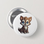 Cartoon wolf illustratie ronde button 5,7 cm (Voorkant /achterkant)