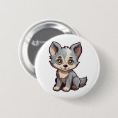 Cartoon wolf illustratie ronde button 5,7 cm (Voorkant /achterkant)